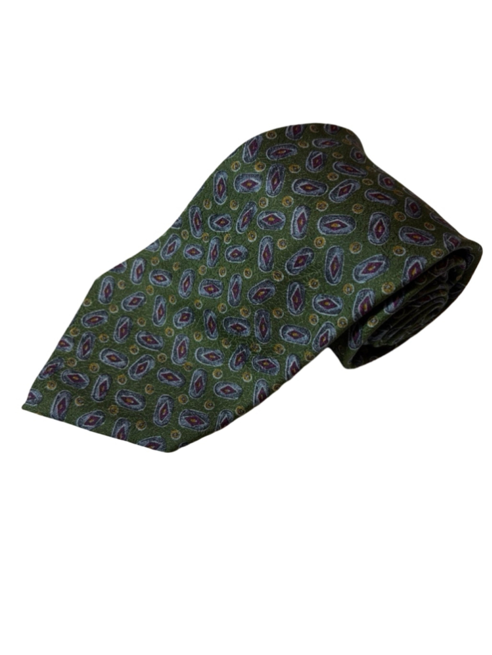 Vintage Christian Dior Monsieur Silk Tie Green Geometric Paisley Made in USA